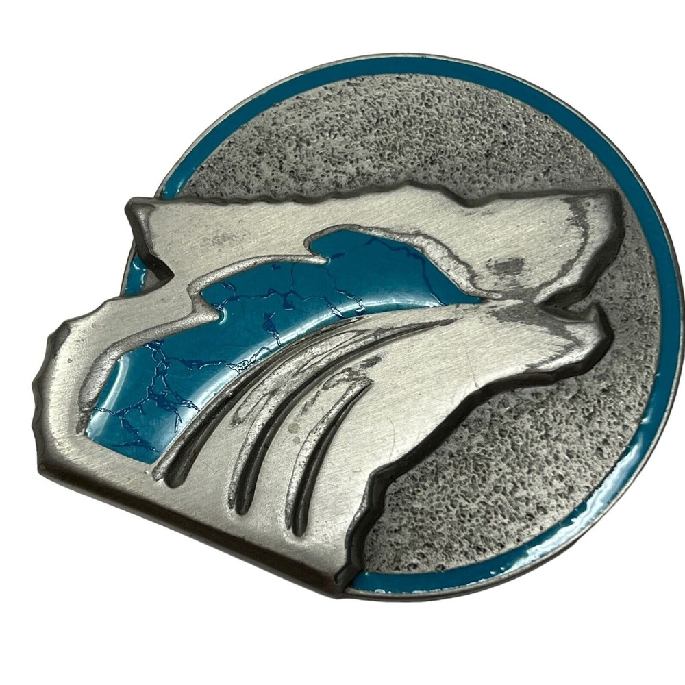 Guardian Wolf Belt Buckle‎ Life and Sacred Spirits Collection Blue Enamel